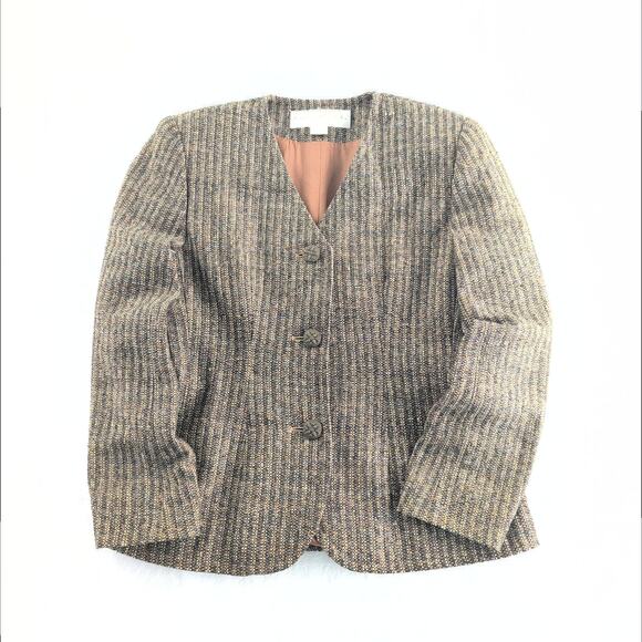 Vintage Doncaster Tapestry 100% Silk Fitted Blazer Women's Size 10 Shoulder Pads - Picture 1 of 8